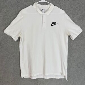 Nike Polo‎ Shirt White Black Logo Mens Large Short Sleeve Casual Top Sportswear